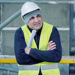 cold worker in hard hat